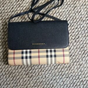 Burberry Black and Tan Check Crossbody Bag